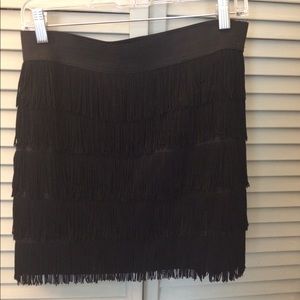 Charlotte Russe Black Fringe Mini Skirt